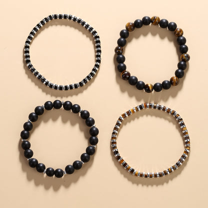 Men's Bracelets In Black And Green Tiger Eye, Stylish Jewelry Accessory