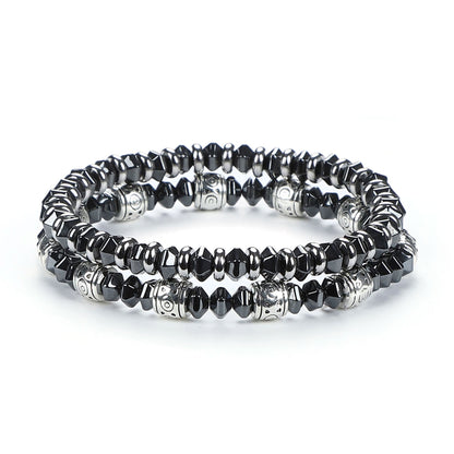 Men's Hip-Hop Cross Bracelet In Black Featuring Durable 304 Stainless Steel