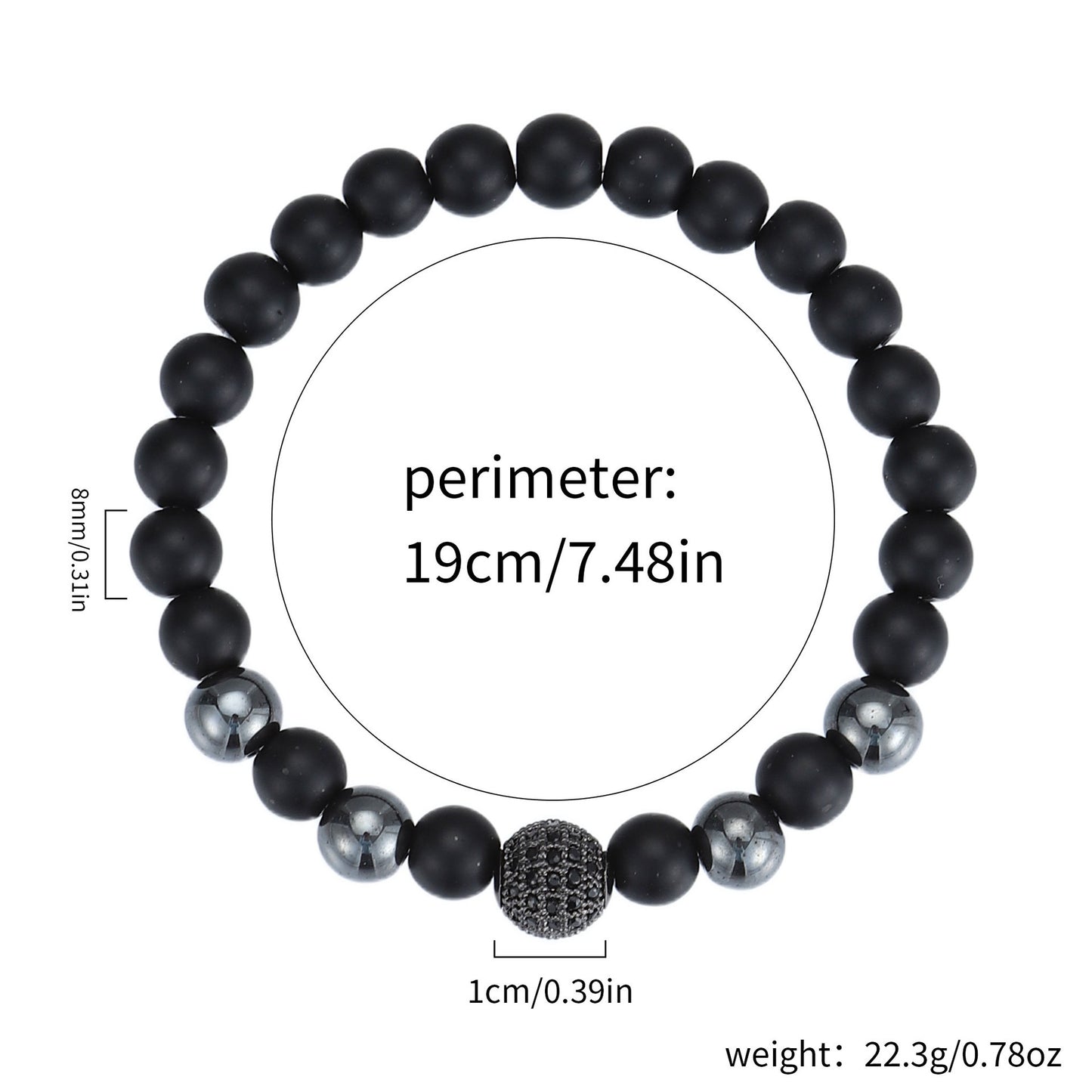 Men's Black Beaded Bracelet Featuring Elegant Beading Craftsmanship