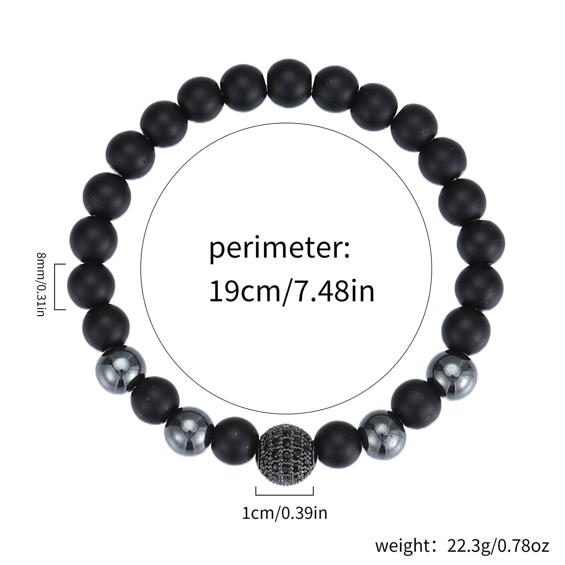 Men's Black Beaded Bracelet Featuring Elegant Beading Craftsmanship