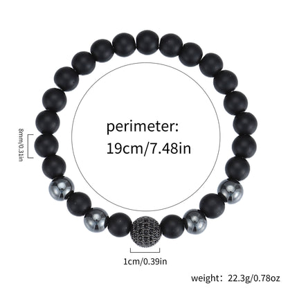 Men's Black Beaded Bracelet Featuring Elegant Beading Craftsmanship