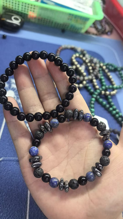 Men's Bracelets In Black And Green Tiger Eye, Stylish Jewelry Accessory