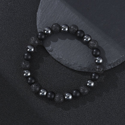 Men's Black Beaded Bracelet Featuring Elegant Beading Craftsmanship
