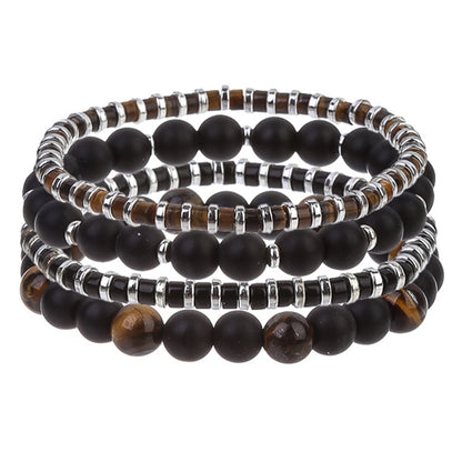Men's Bracelets In Black And Green Tiger Eye, Stylish Jewelry Accessory