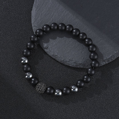 Men's Black Beaded Bracelet Featuring Elegant Beading Craftsmanship