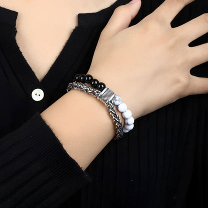 Men's Hip-Hop Cross Bracelet In Black Featuring Durable 304 Stainless Steel