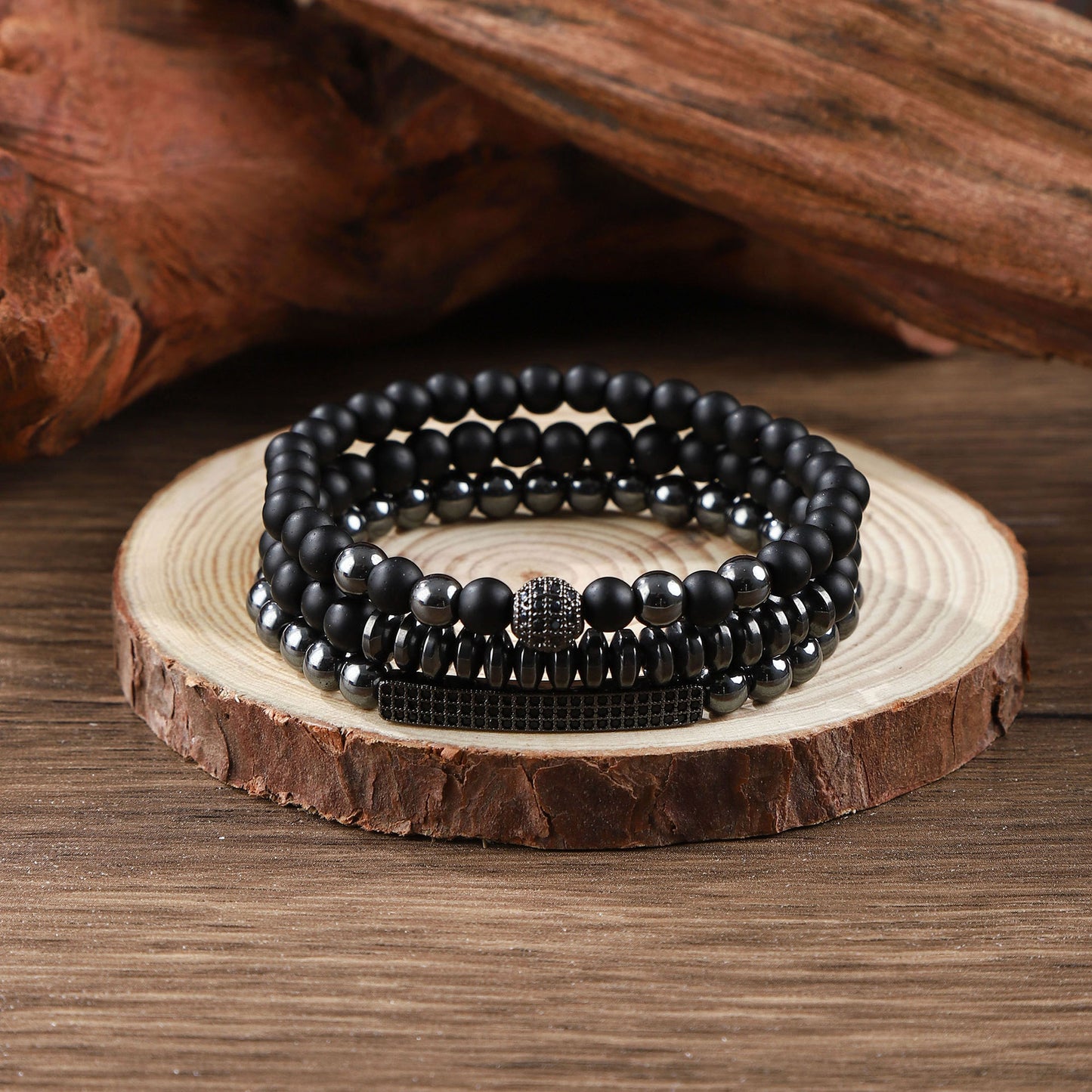 Men's Hip-Hop Cross Bracelet In Black Featuring Durable 304 Stainless Steel
