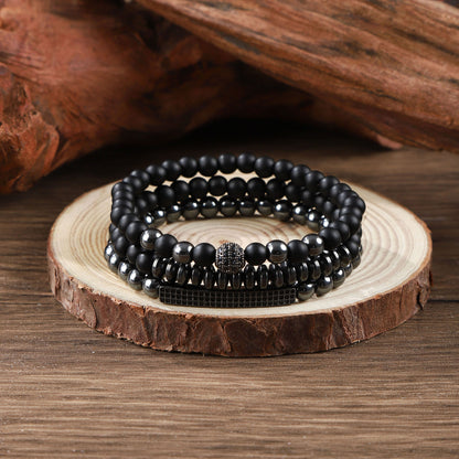 Men's Hip-Hop Cross Bracelet In Black Featuring Durable 304 Stainless Steel