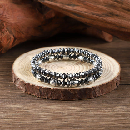Men's Hip-Hop Cross Bracelet In Black Featuring Durable 304 Stainless Steel