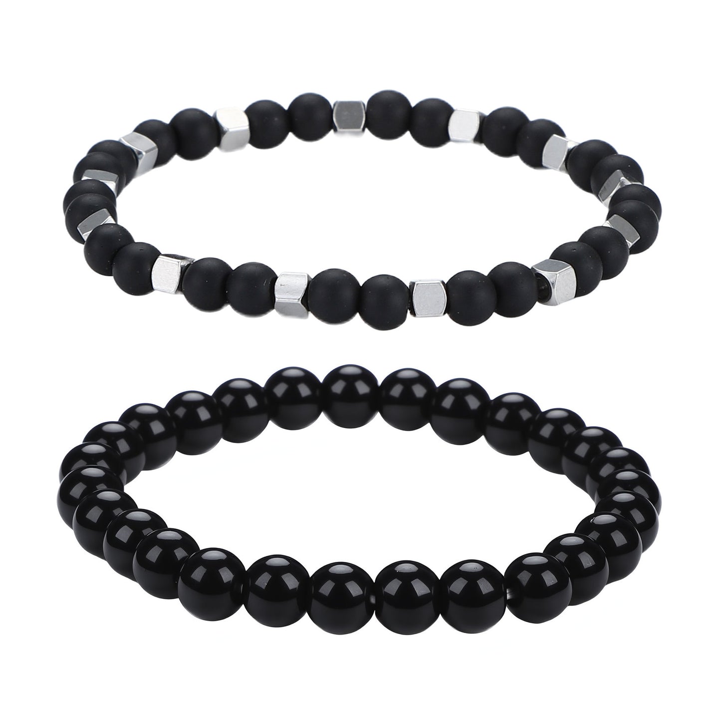 Men's Black Beaded Bracelet Featuring Elegant Beading Craftsmanship