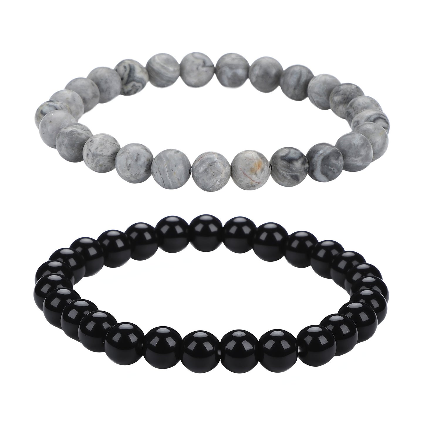 Men's Black Beaded Bracelet Featuring Elegant Beading Craftsmanship