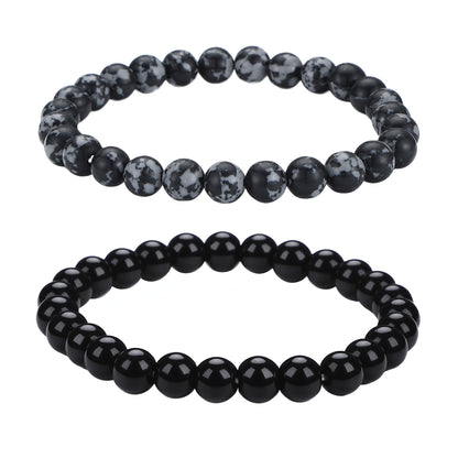 Men's Black Beaded Bracelet Featuring Elegant Beading Craftsmanship