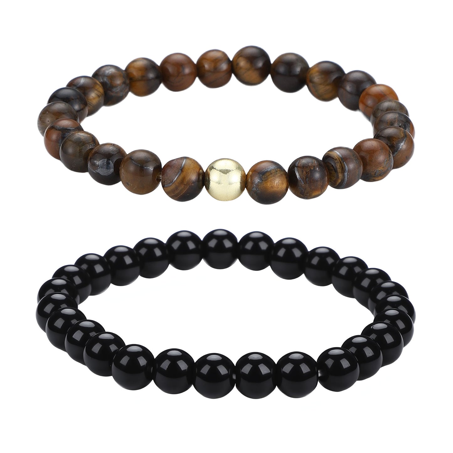 Men's Black Beaded Bracelet Featuring Elegant Beading Craftsmanship