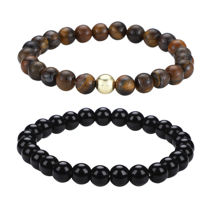 Men's Black Beaded Bracelet Featuring Elegant Beading Craftsmanship