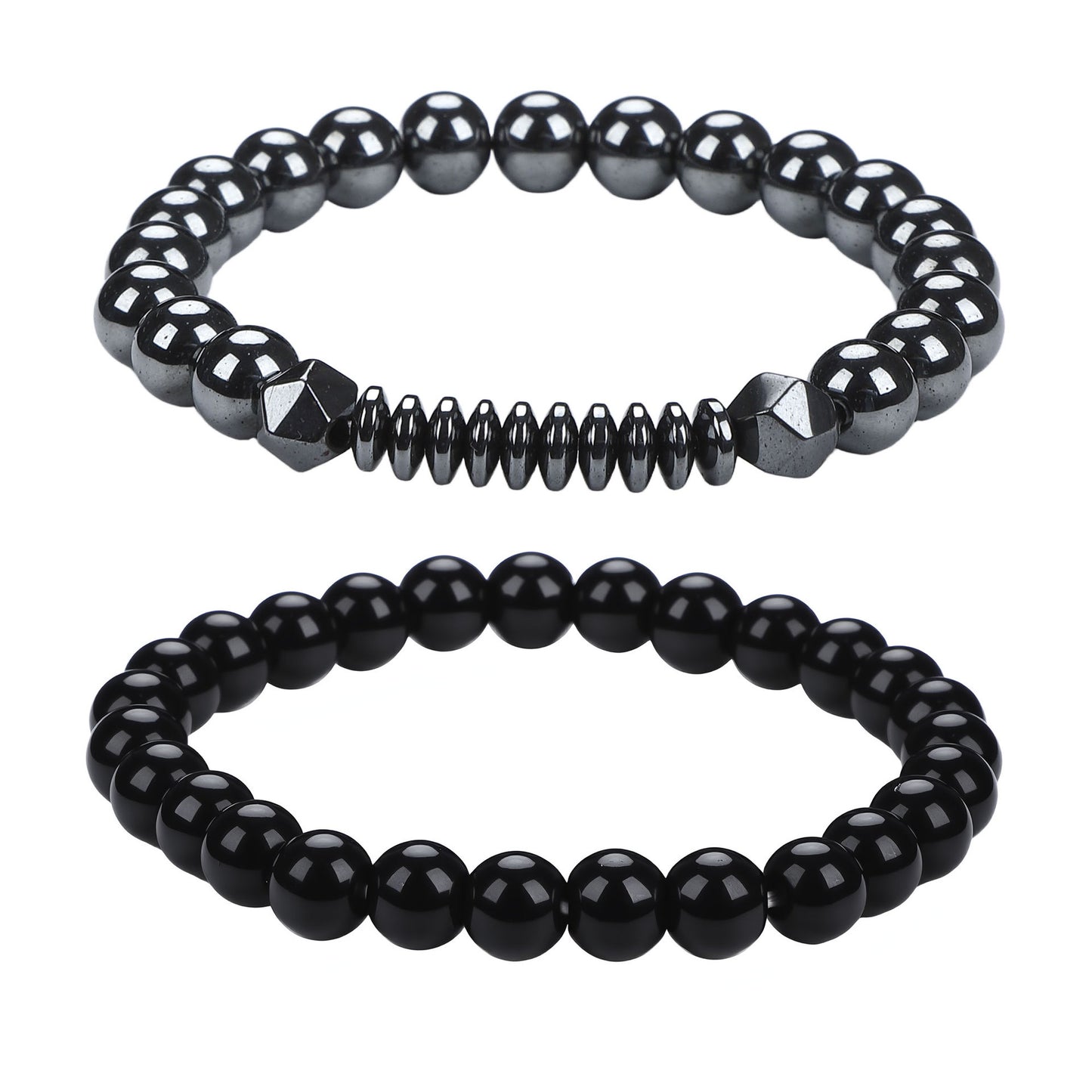 Men's Black Beaded Bracelet Featuring Elegant Beading Craftsmanship