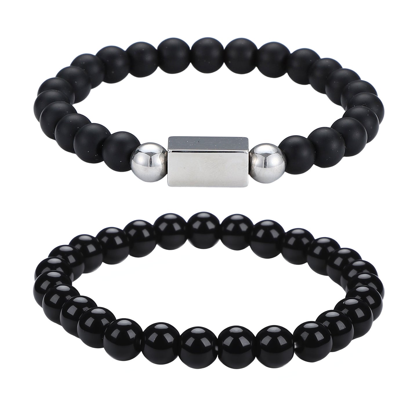 Men's Black Beaded Bracelet Featuring Elegant Beading Craftsmanship