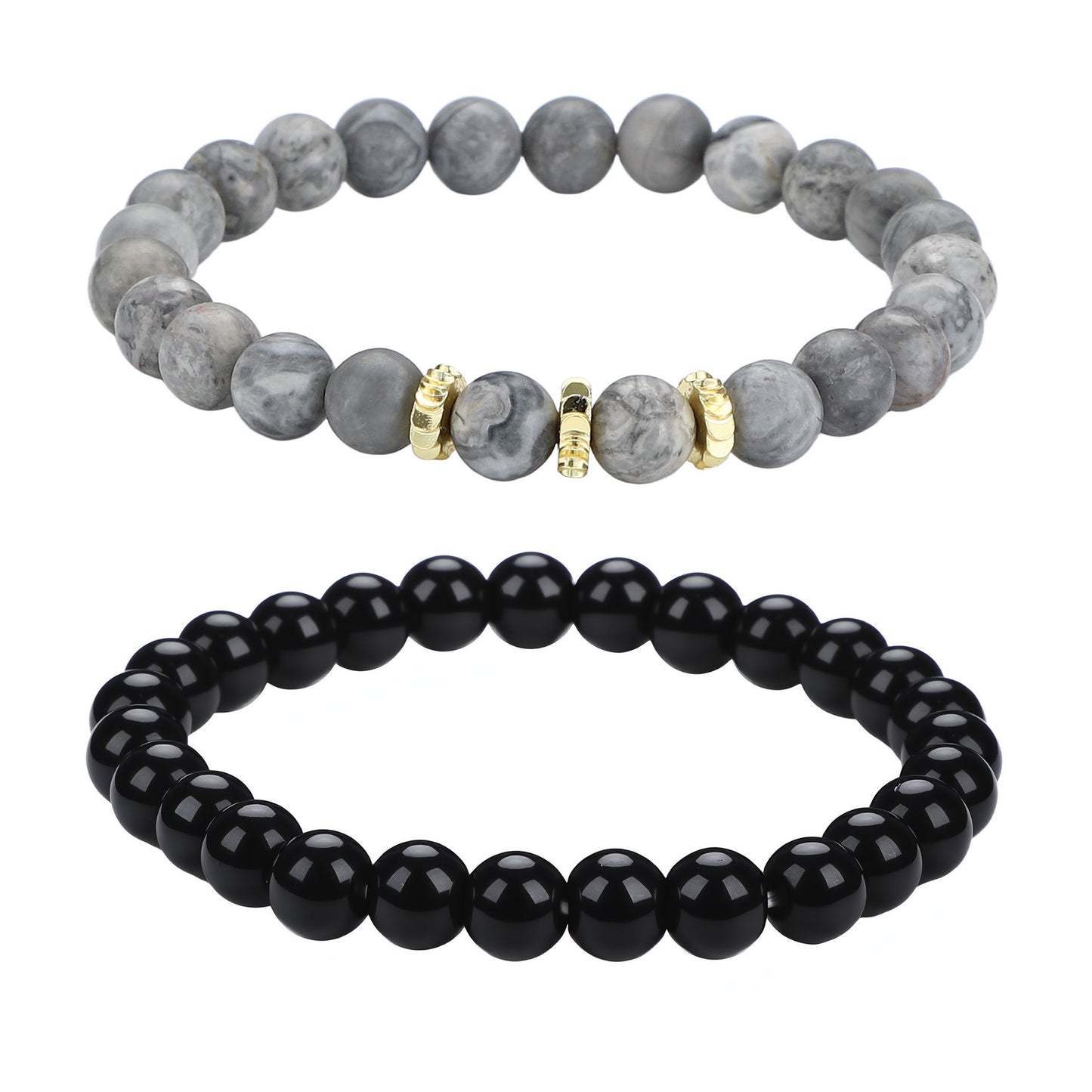 Men's Black Beaded Bracelet Featuring Elegant Beading Craftsmanship