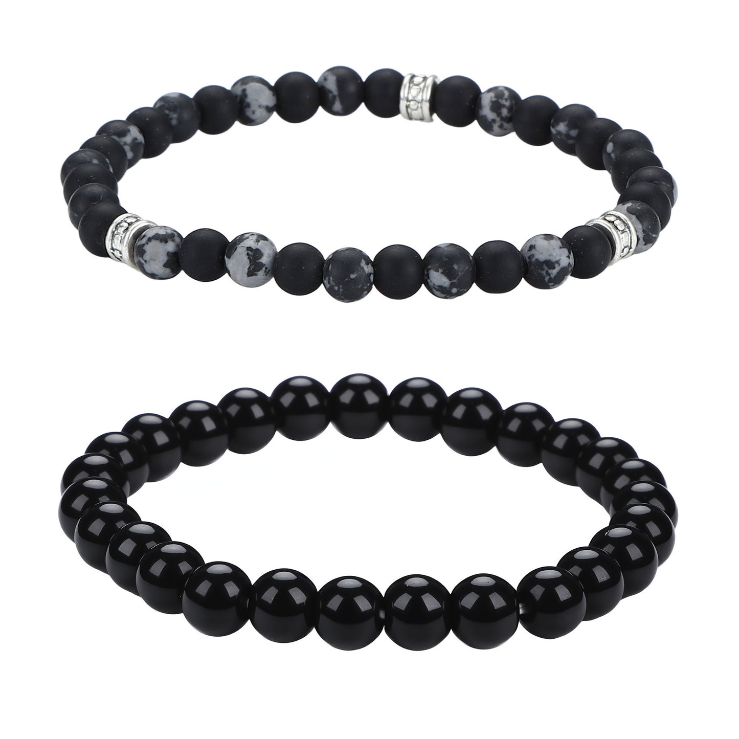 Men's Black Beaded Bracelet Featuring Elegant Beading Craftsmanship