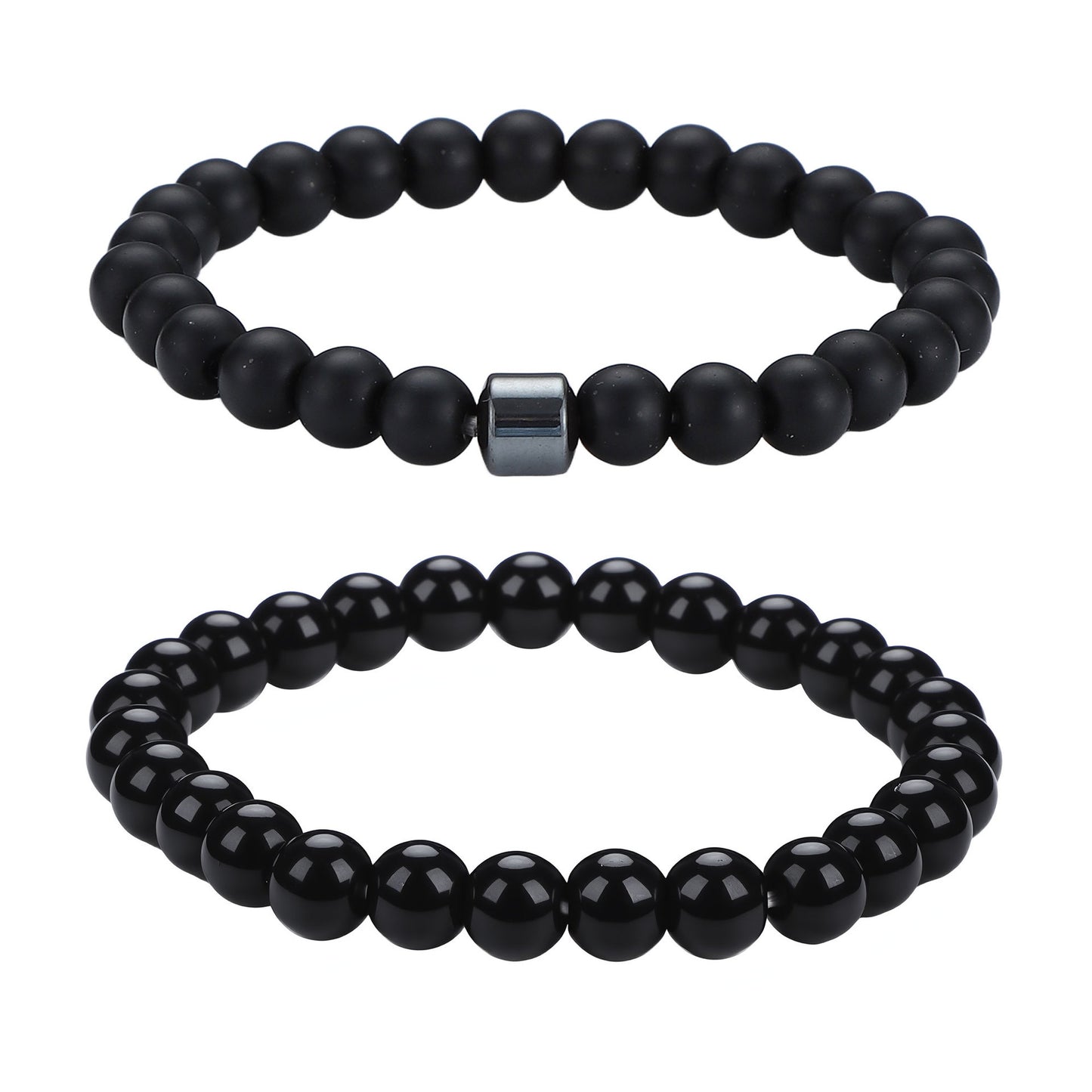 Men's Black Beaded Bracelet Featuring Elegant Beading Craftsmanship