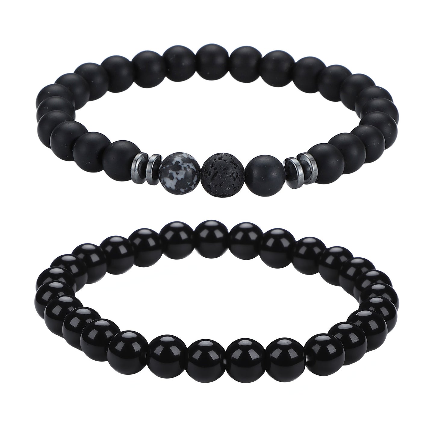 Men's Black Beaded Bracelet Featuring Elegant Beading Craftsmanship