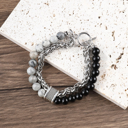 Men's Hip-Hop Cross Bracelet In Black Featuring Durable 304 Stainless Steel