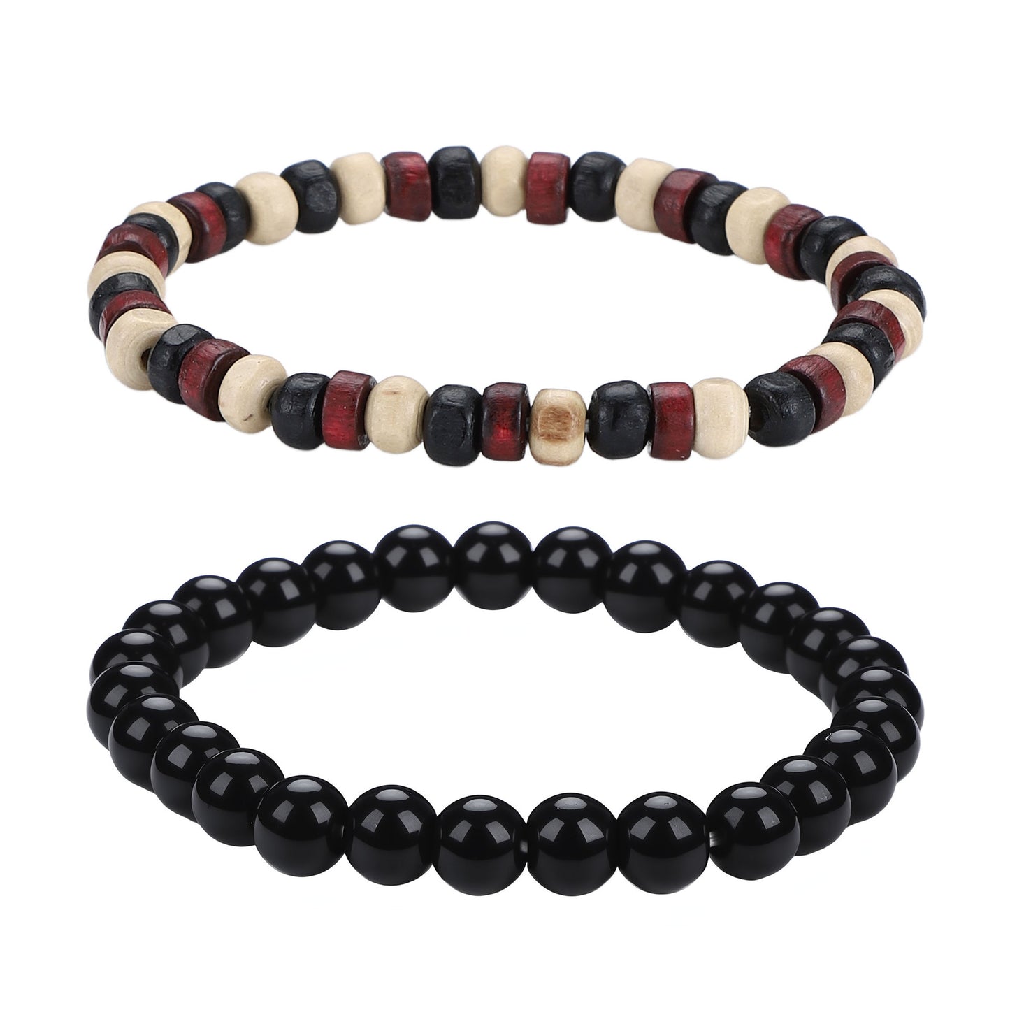 Men's Black Beaded Bracelet Featuring Elegant Beading Craftsmanship