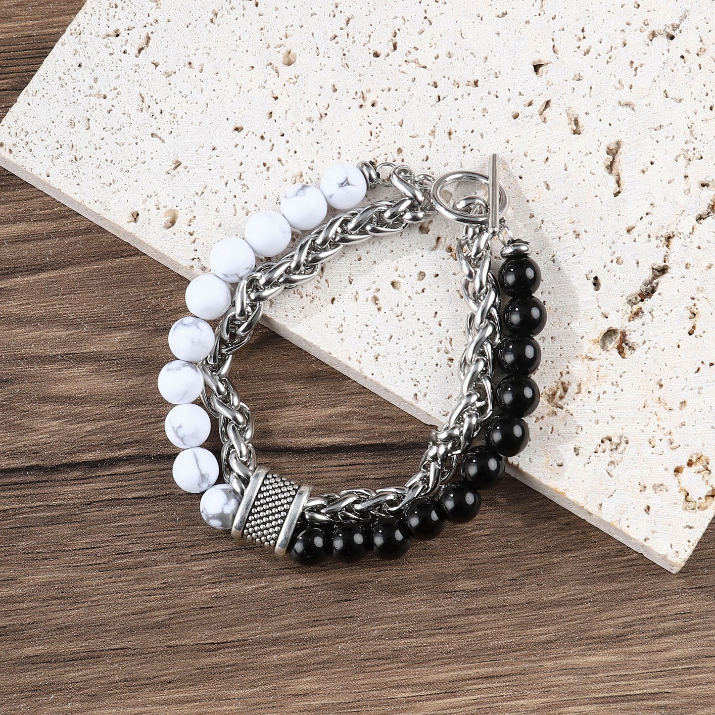 Men's Hip-Hop Cross Bracelet In Black Featuring Durable 304 Stainless Steel