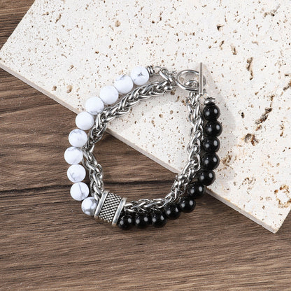 Men's Hip-Hop Cross Bracelet In Black Featuring Durable 304 Stainless Steel