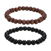 Glossy Black Wooden Beads Flat Beads 02