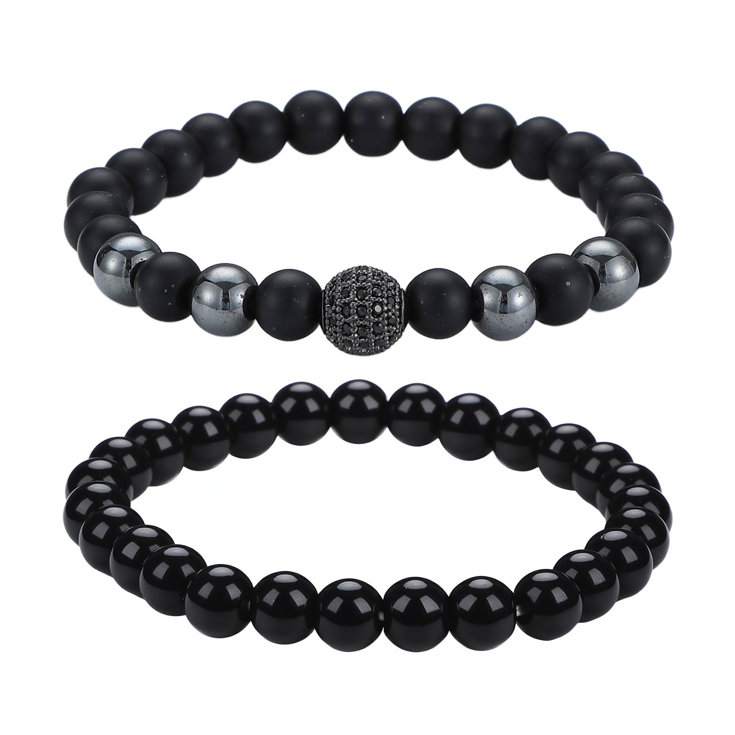 Men's Black Beaded Bracelet Featuring Elegant Beading Craftsmanship