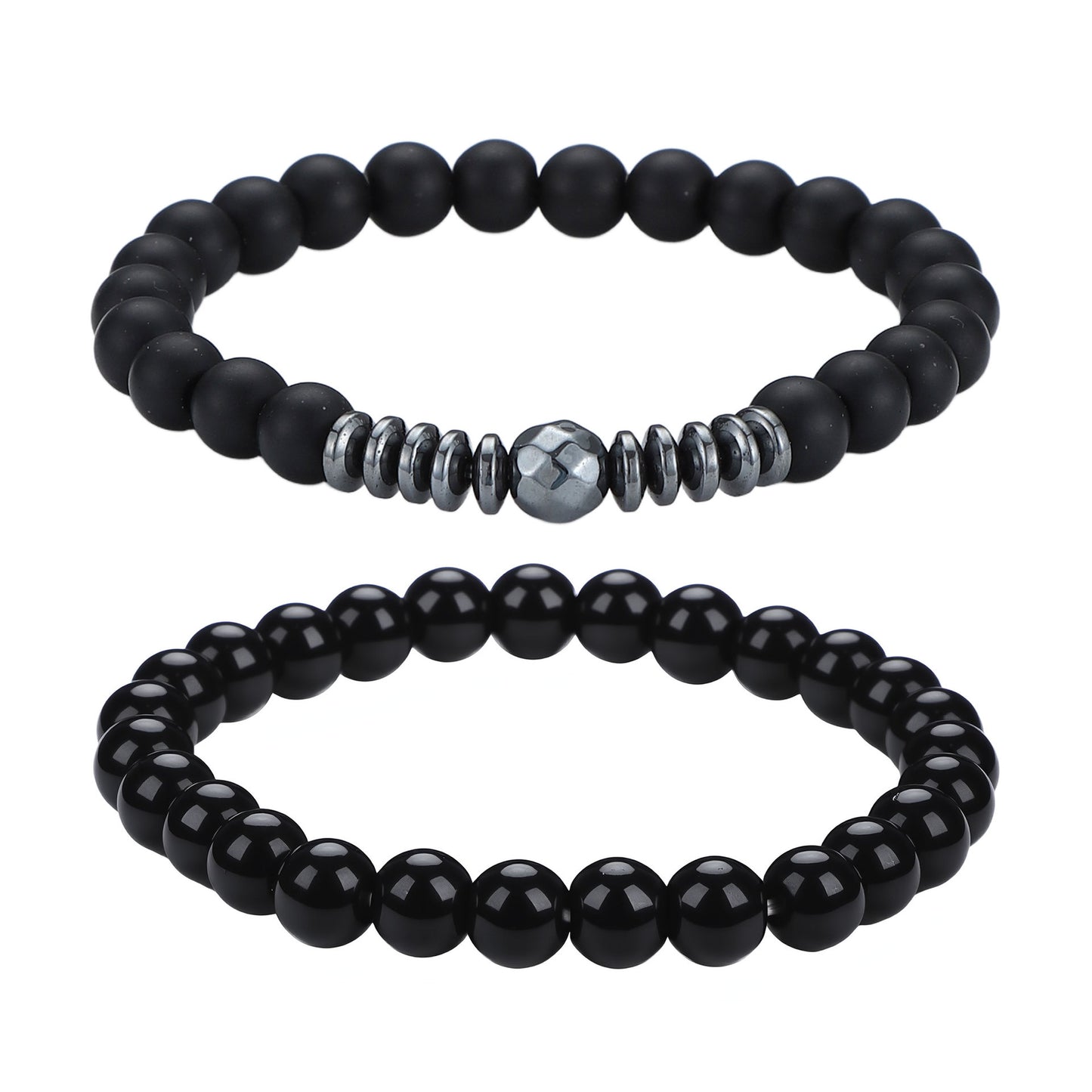 Men's Black Beaded Bracelet Featuring Elegant Beading Craftsmanship