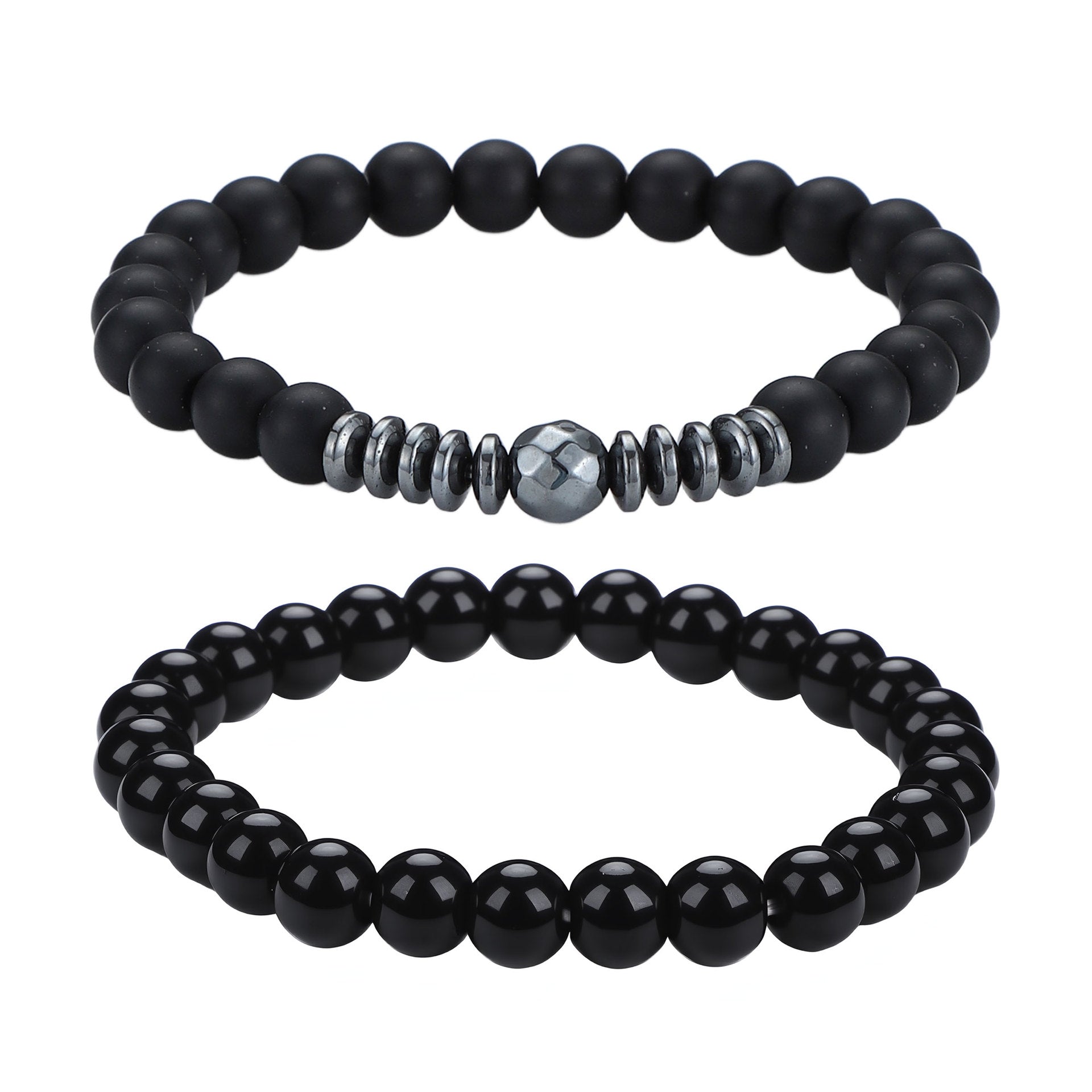 Men's Black Beaded Bracelet Featuring Elegant Beading Craftsmanship