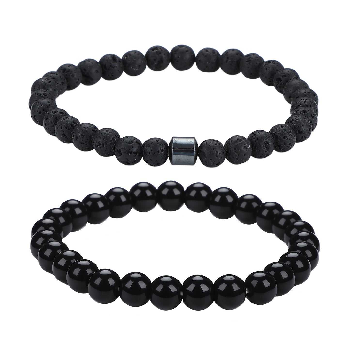 Men's Black Beaded Bracelet Featuring Elegant Beading Craftsmanship