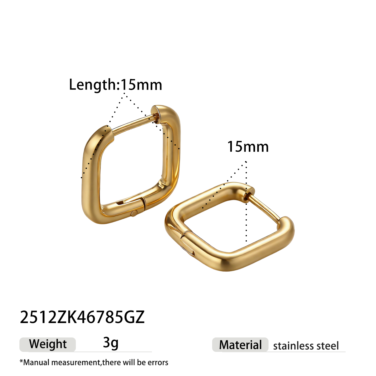 Geometric Earrings For Women Featuring Electroplated 304 Stainless Steel With 18K Real Gold Plated PVD Coating