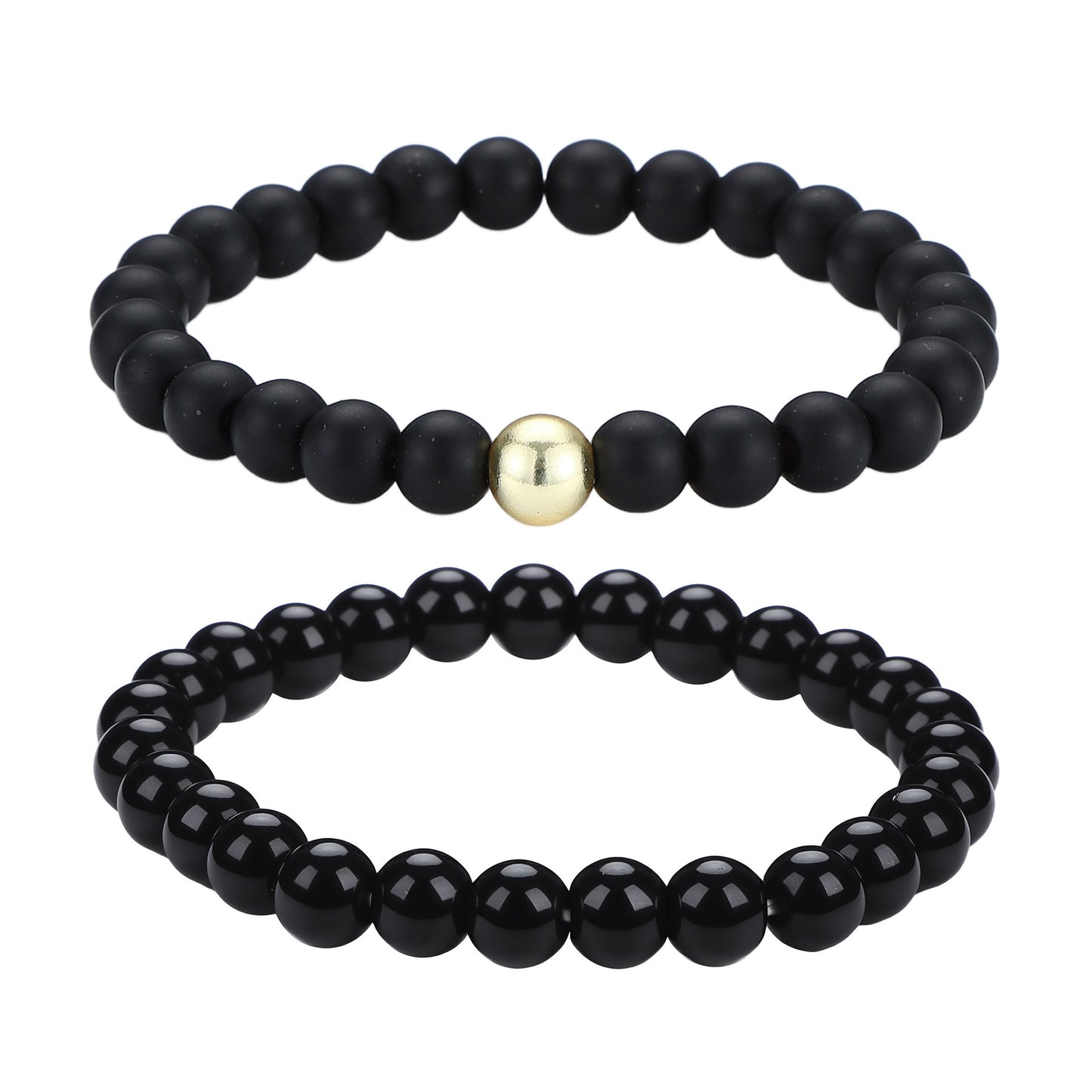 Men's Black Beaded Bracelet Featuring Elegant Beading Craftsmanship
