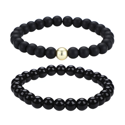 Men's Black Beaded Bracelet Featuring Elegant Beading Craftsmanship