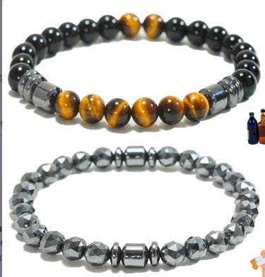 Men's Cross Bracelet In Black Tiger Eye Featuring Elegant Design