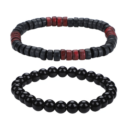 Men's Black Beaded Bracelet Featuring Elegant Beading Craftsmanship