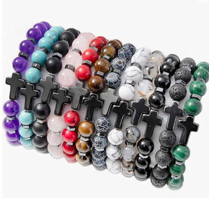 Men's Hip-Hop Cross Bracelet In Black Featuring Durable 304 Stainless Steel