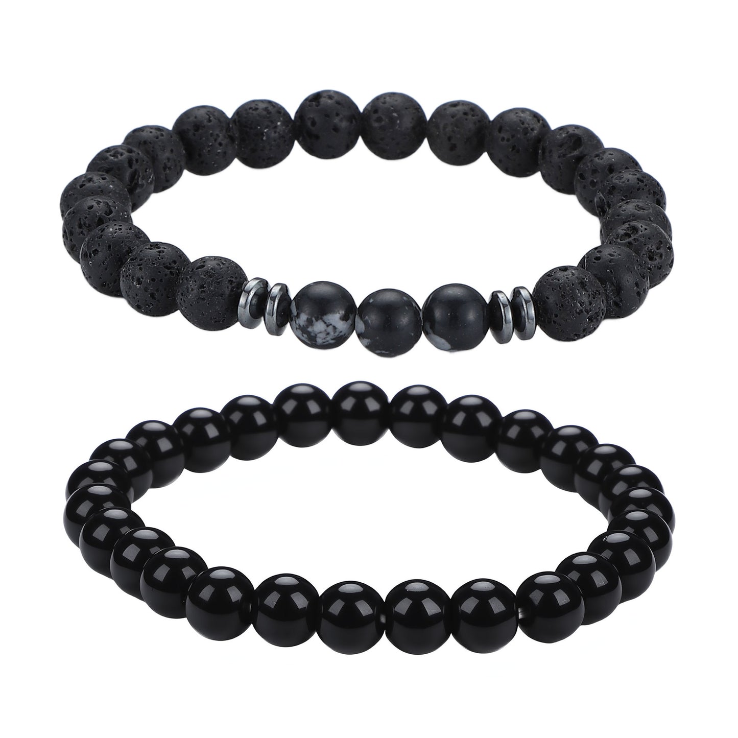 Men's Black Beaded Bracelet Featuring Elegant Beading Craftsmanship