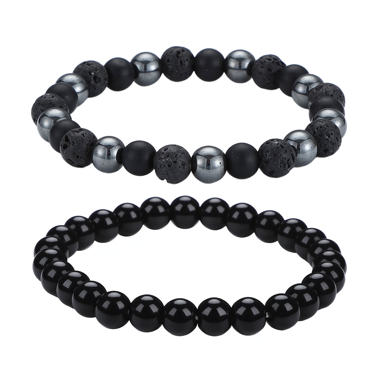 Men's Black Beaded Bracelet Featuring Elegant Beading Craftsmanship