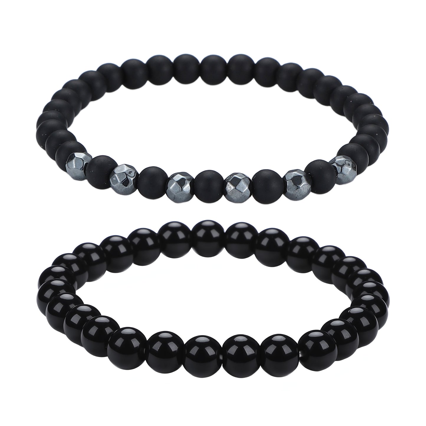 Men's Black Beaded Bracelet Featuring Elegant Beading Craftsmanship