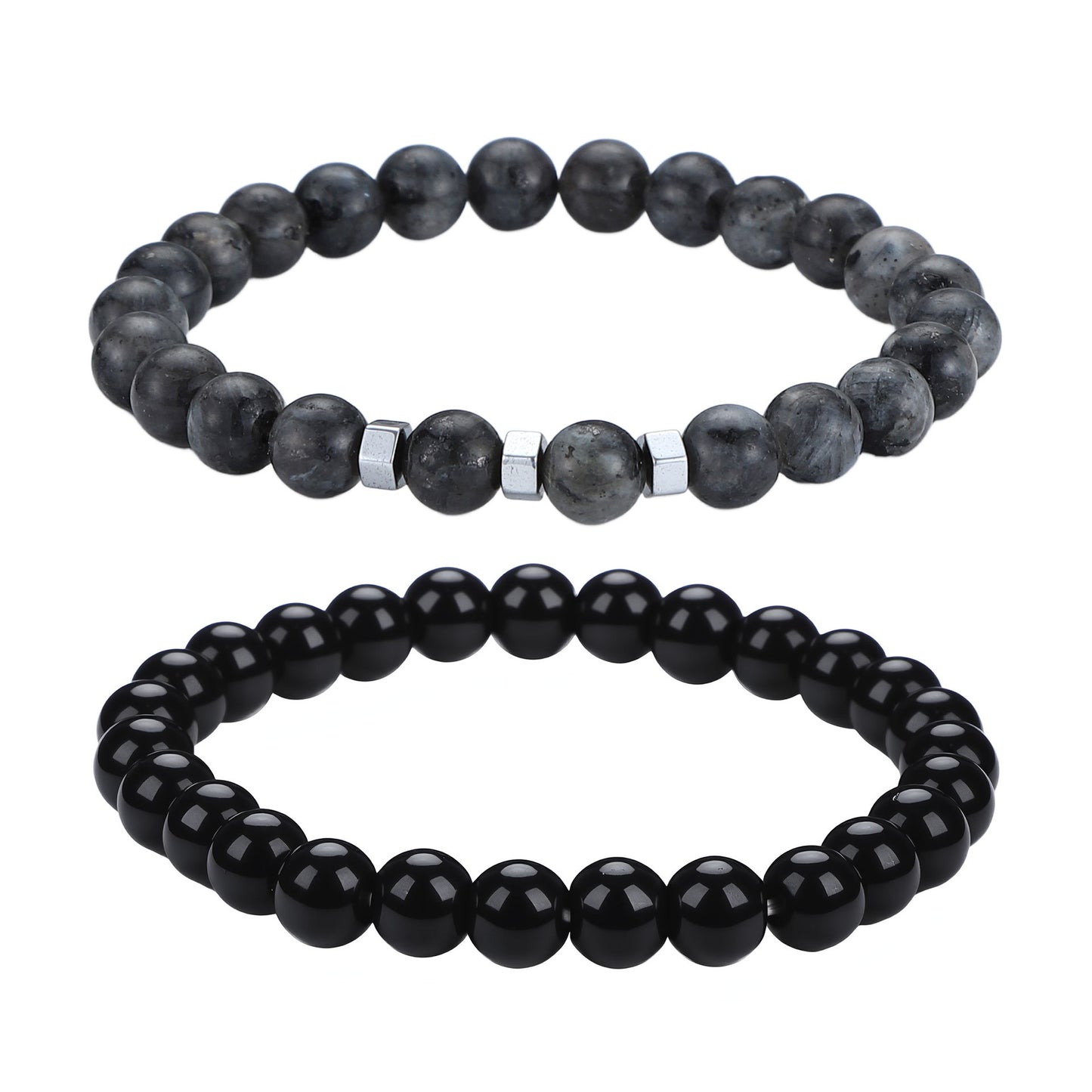 Men's Black Beaded Bracelet Featuring Elegant Beading Craftsmanship