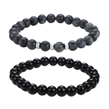 Men's Black Beaded Bracelet Featuring Elegant Beading Craftsmanship