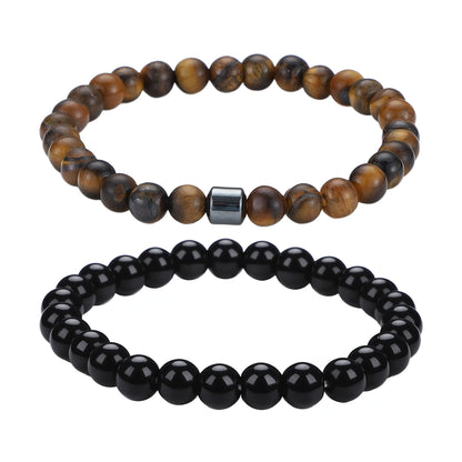 Men's Black Beaded Bracelet Featuring Elegant Beading Craftsmanship