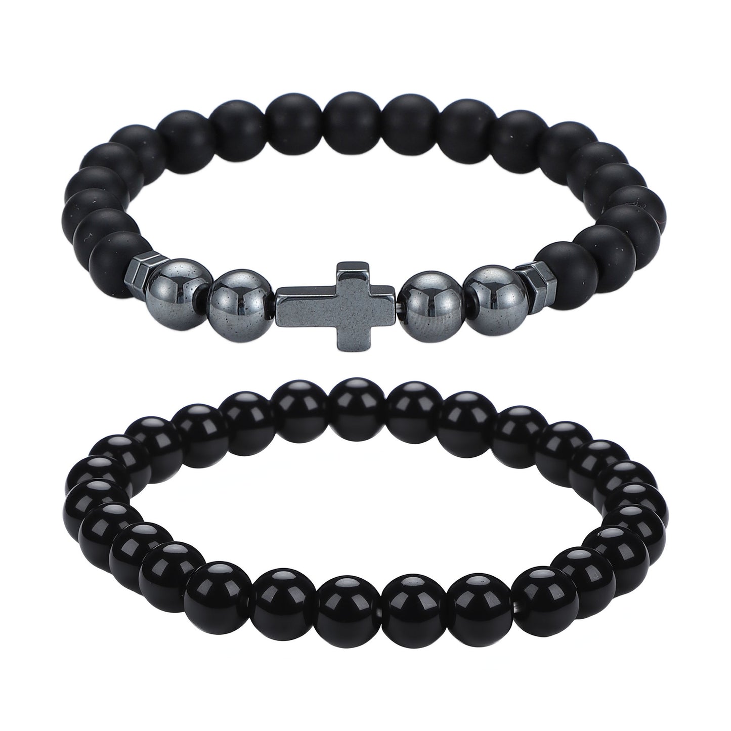 Men's Black Beaded Bracelet Featuring Elegant Beading Craftsmanship