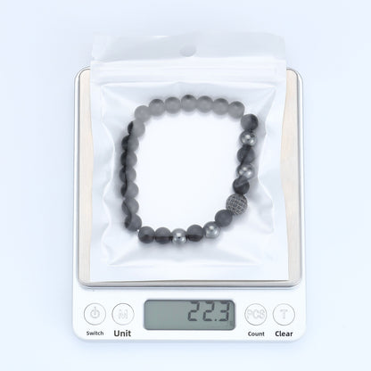 Men's Black Beaded Bracelet Featuring Elegant Beading Craftsmanship