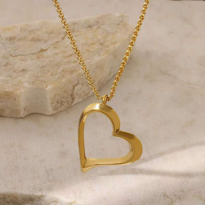Heart Shape Jewelry Set For Valentine's Day Featuring 304 Stainless Steel With 18K Real Gold Plated And Zircon Inlay On Cable Chain