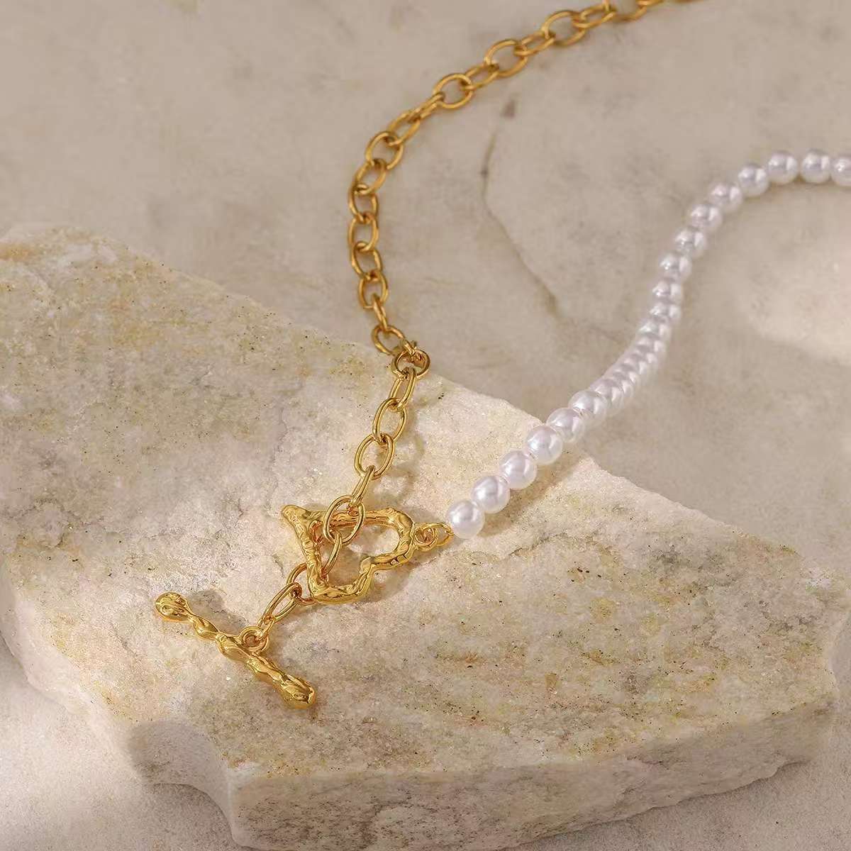 Heart Shape Jewelry Set For Valentine's Day Featuring 304 Stainless Steel With 18K Real Gold Plated And Zircon Inlay On Cable Chain