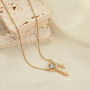 A8485 Heart Moon Necklace - Gold